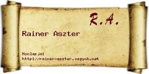 Rainer Aszter névjegykártya